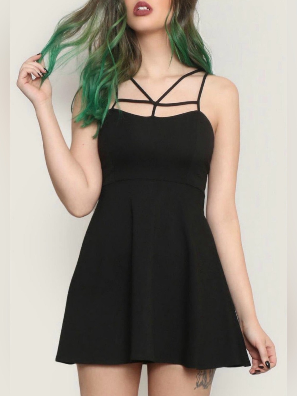 Gypsy Warrior Black Strappy Skater mini Dress